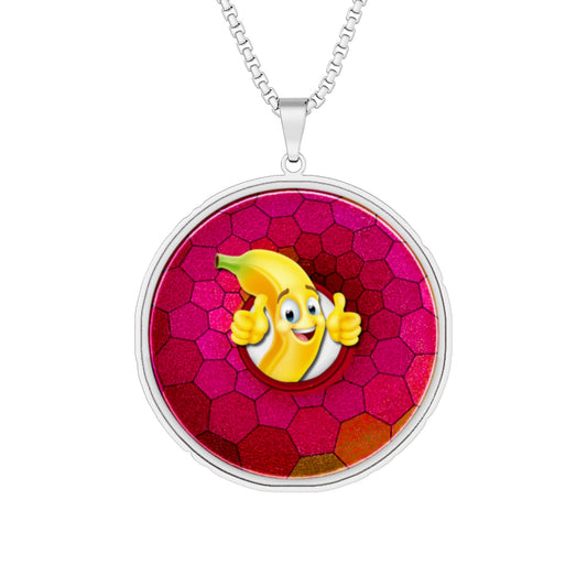 Lump's Heady Donut Necklace - 1" x 1" Stainless Steel Pendant - "Cool Shade Donut" - magenta hexadonut - variant 3