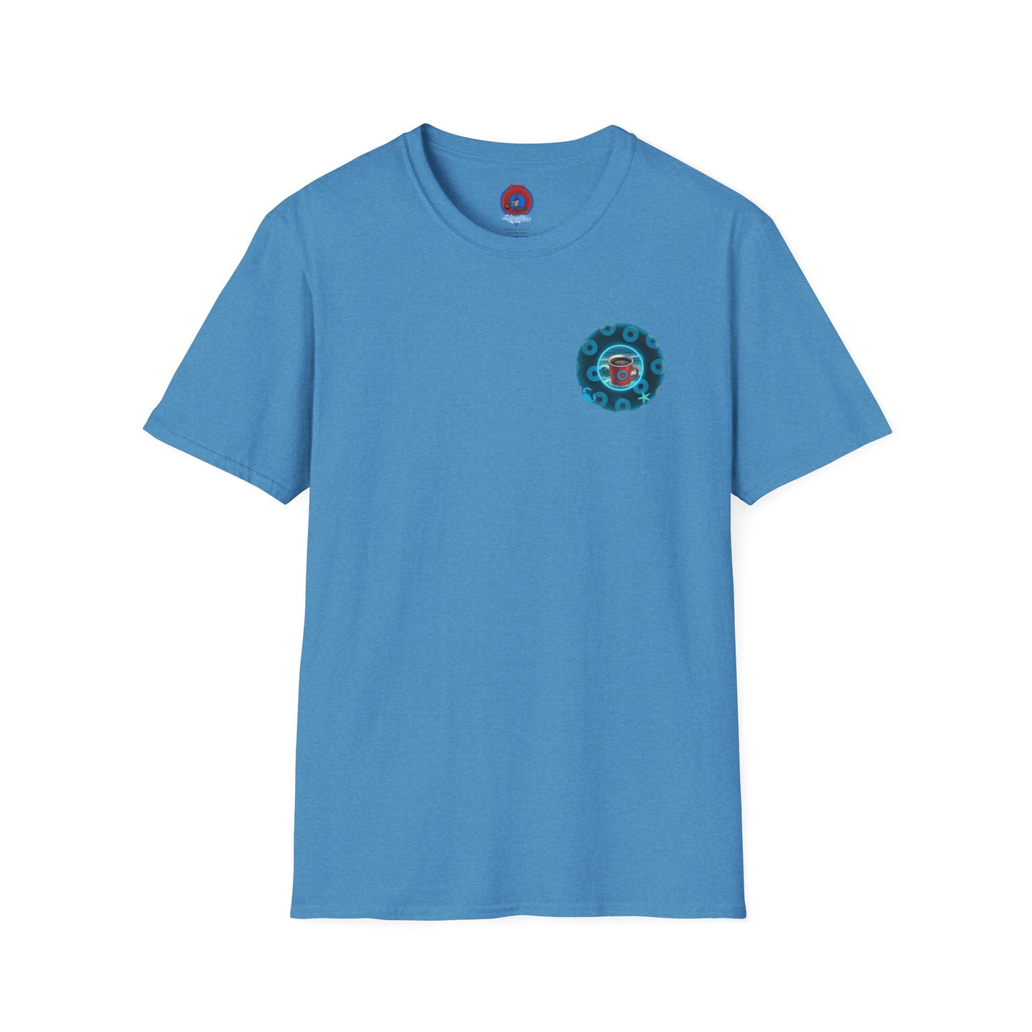 Classic Donut Tee - Unisex Soft-Style - "The Leaky Cup" - paradoxical blue/teal ocean donut -