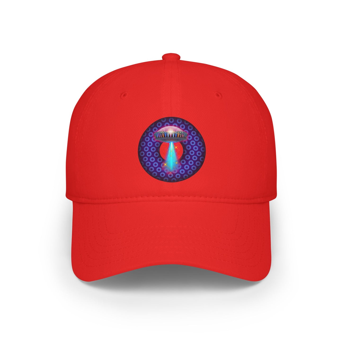 Lumpy Donut Baseball Cap - "They Serve Donuts on the Mothership Now" - variant 4 - purple/blue paradoxical donut w/