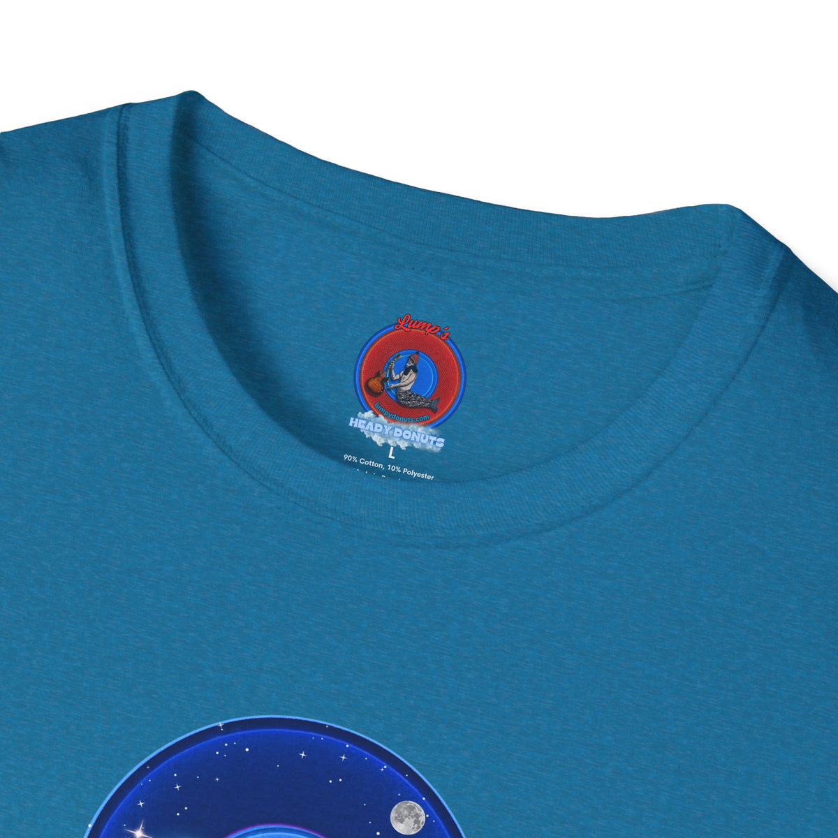 Classic Donut Tee - Unisex Soft-Style - "The Hopeful Waving Donut" - variant 2 - vivid blue donut