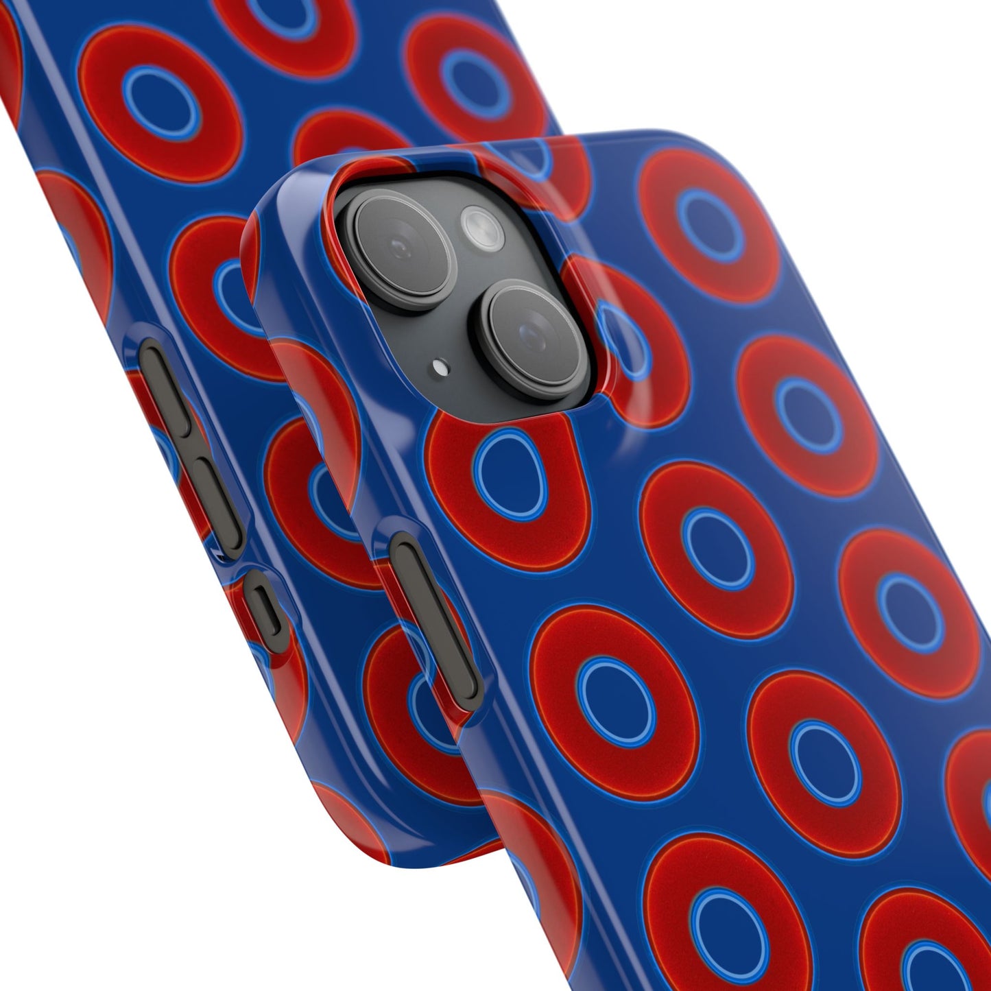 Lumpy Donut Snap Case - red vivid donut print w/dark blue background