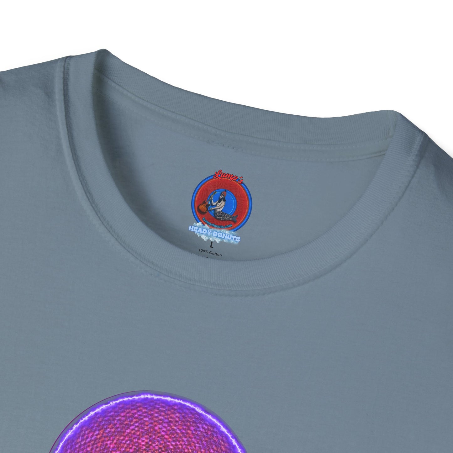 Classic Donut Tee - Unisex Soft-Style - "The Frankenstein Donut - It's Alive! " - series 1.0  - purple-ish donut