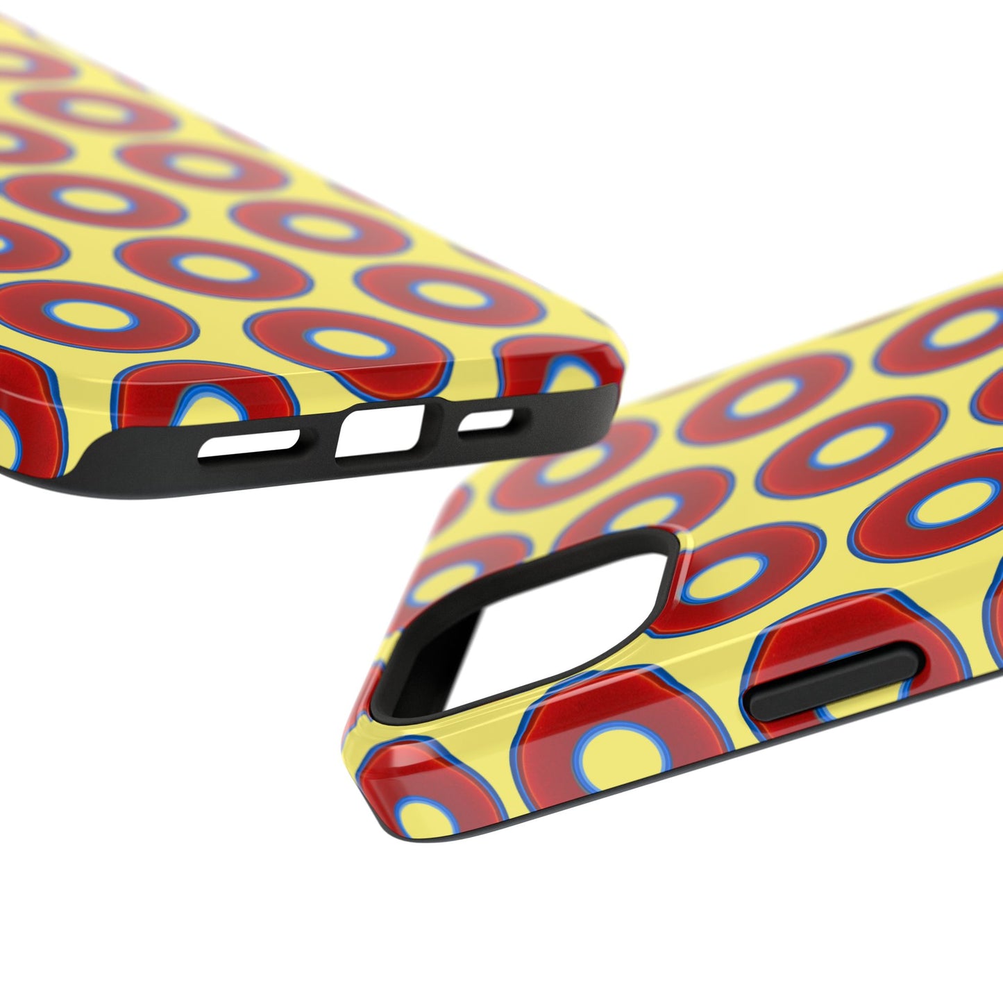 Impact-Resistant Lumpy Donut Case - red vivid donut print w/yellow background