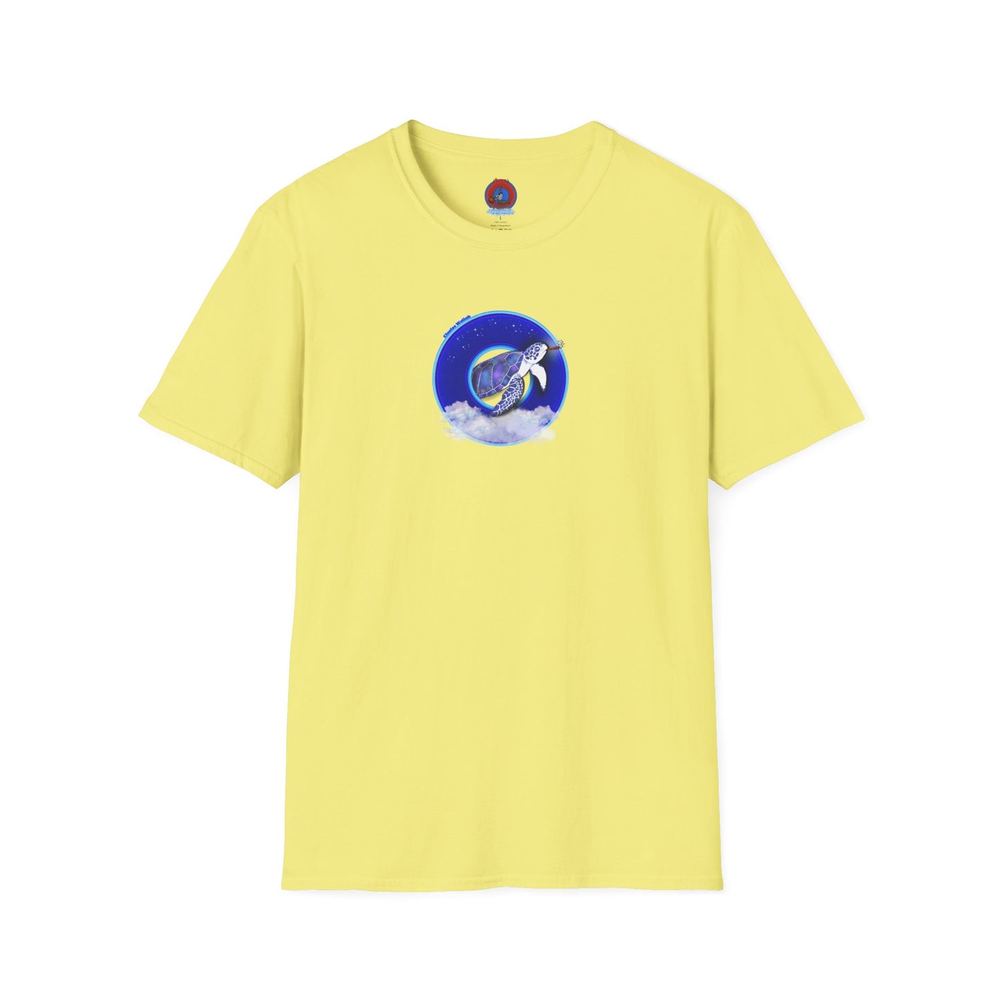 Classic Donut Tee - Unisex Soft-Style - "Clueless Wallob's Donuts" - vivid blue sky donut