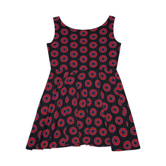 Women's Skater Donut Dress - vivid red donut print w/black background