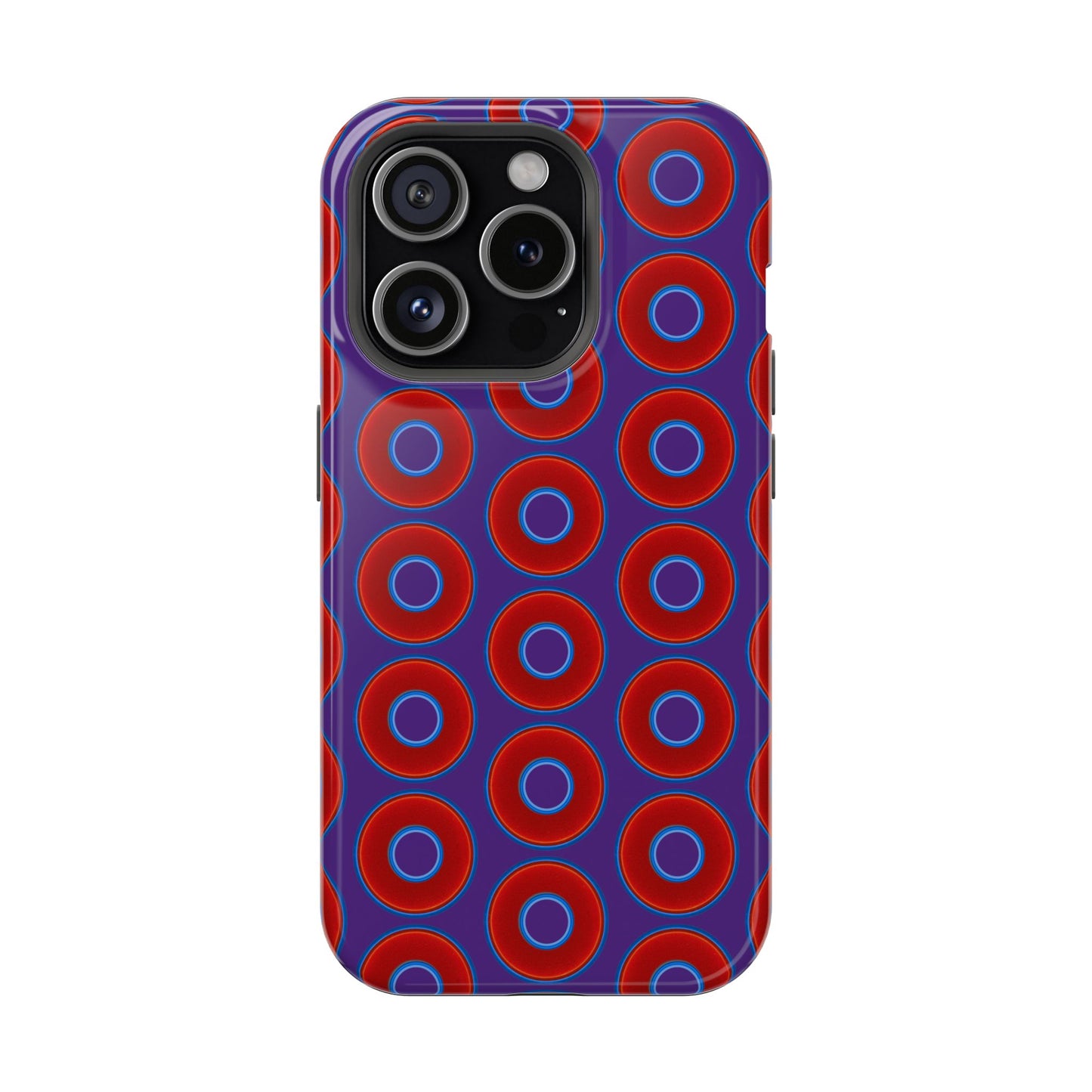 Magnetic Tough Donut Case - red vivid donut print w/purple background