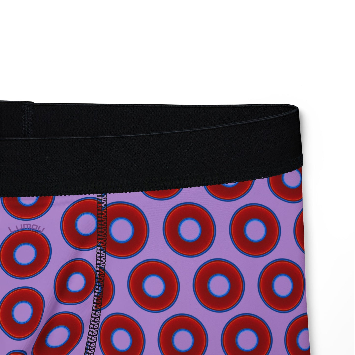 Men's Donut Boxers - red vivid donuts w/wisteria purple background