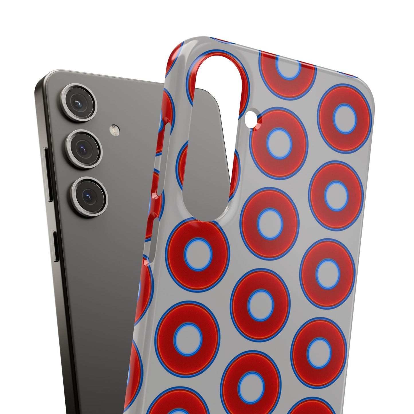 Lumpy Donut Snap Case - red vivid donut print w/light gray background