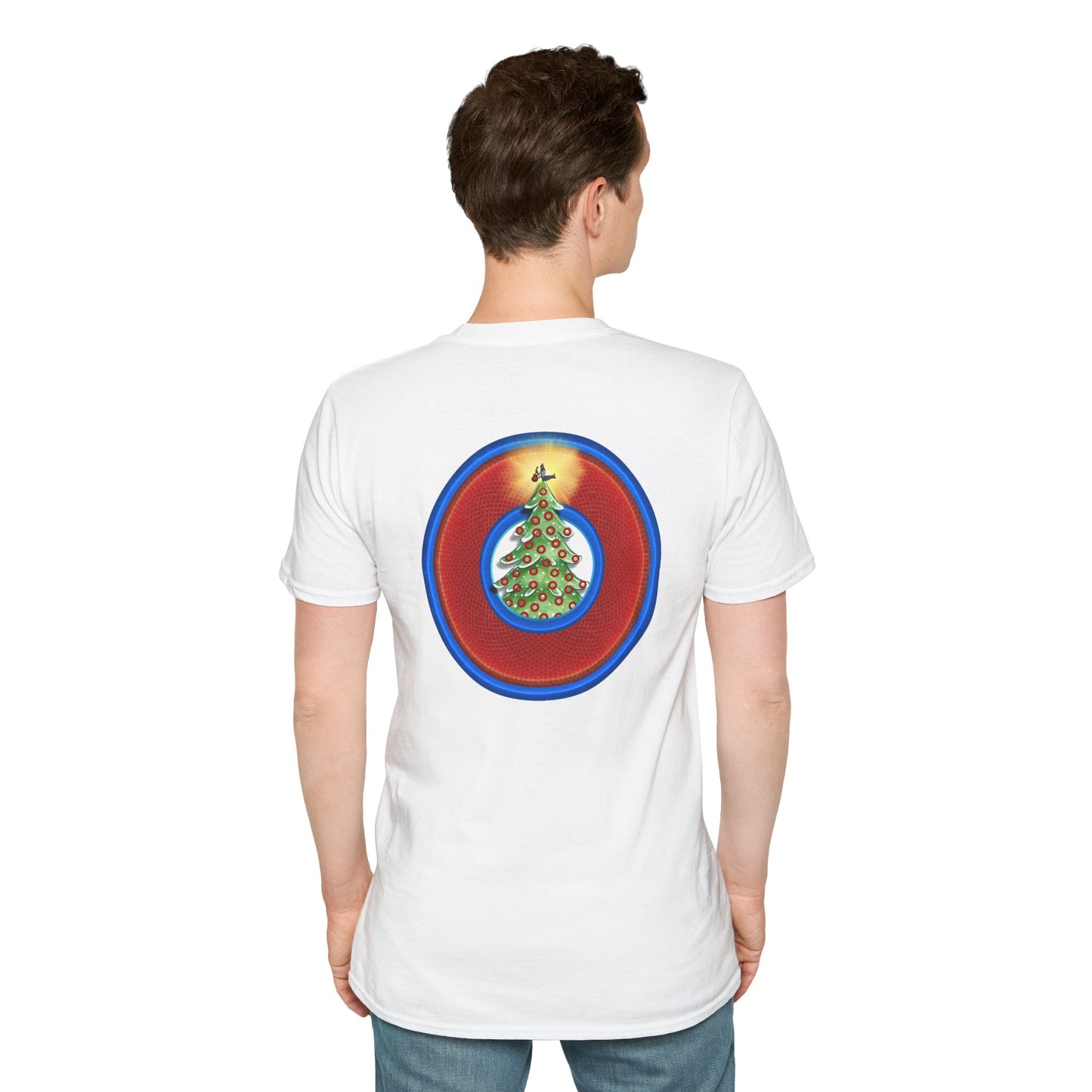 Classic Donut Tee - Unisex Soft-Style - "It's Always Phishmas in Philly" - rustic red/blue donut