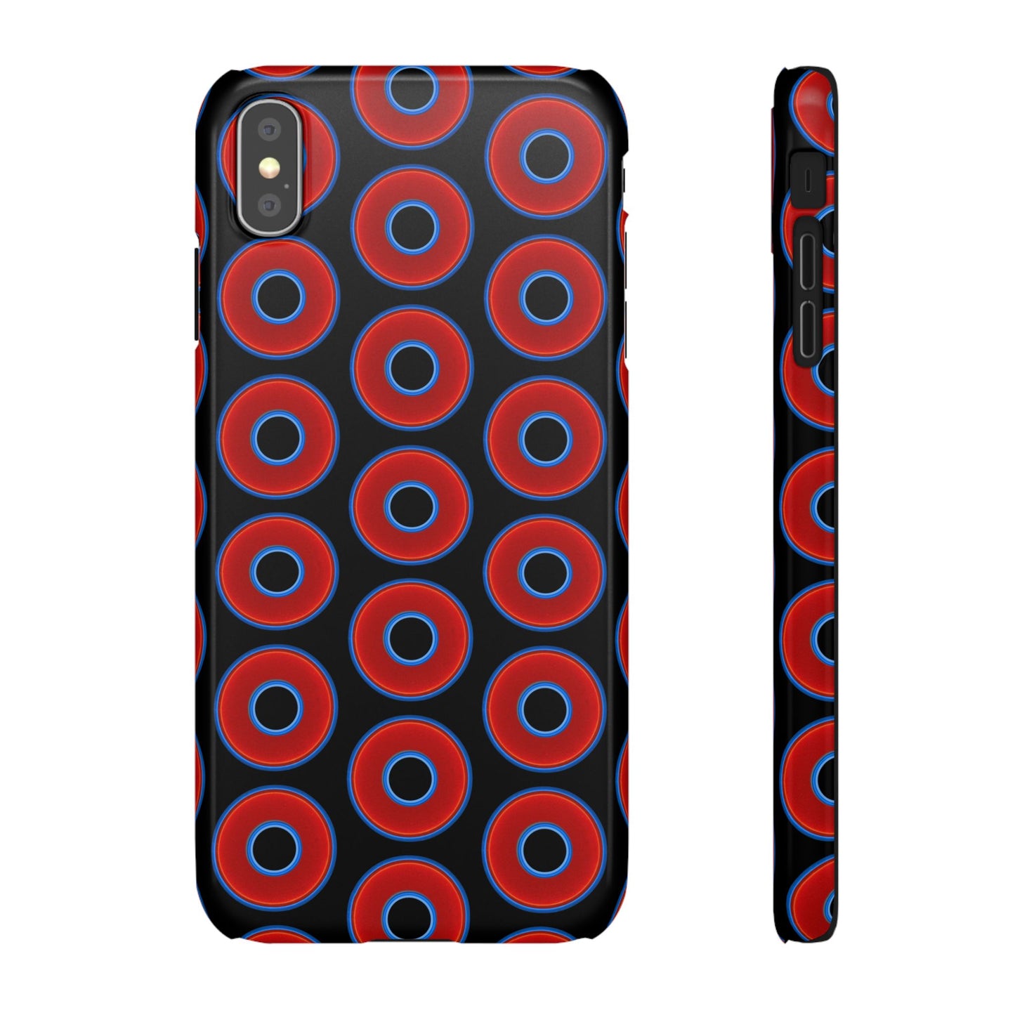 Lumpy Donut Snap Case - red vivid donut print w/black background