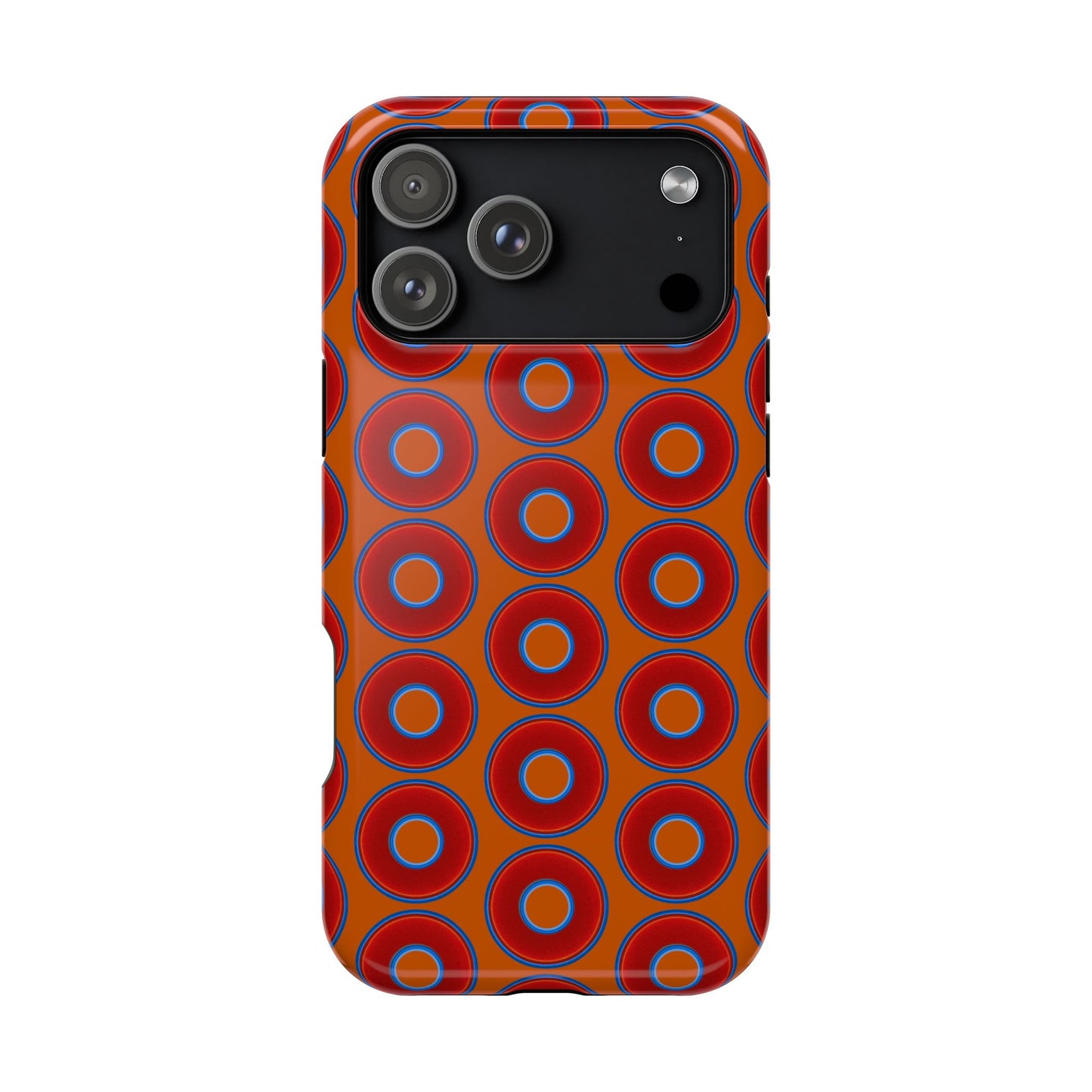Magnetic Tough Donut Case - red vivid donut print w/dark orange background