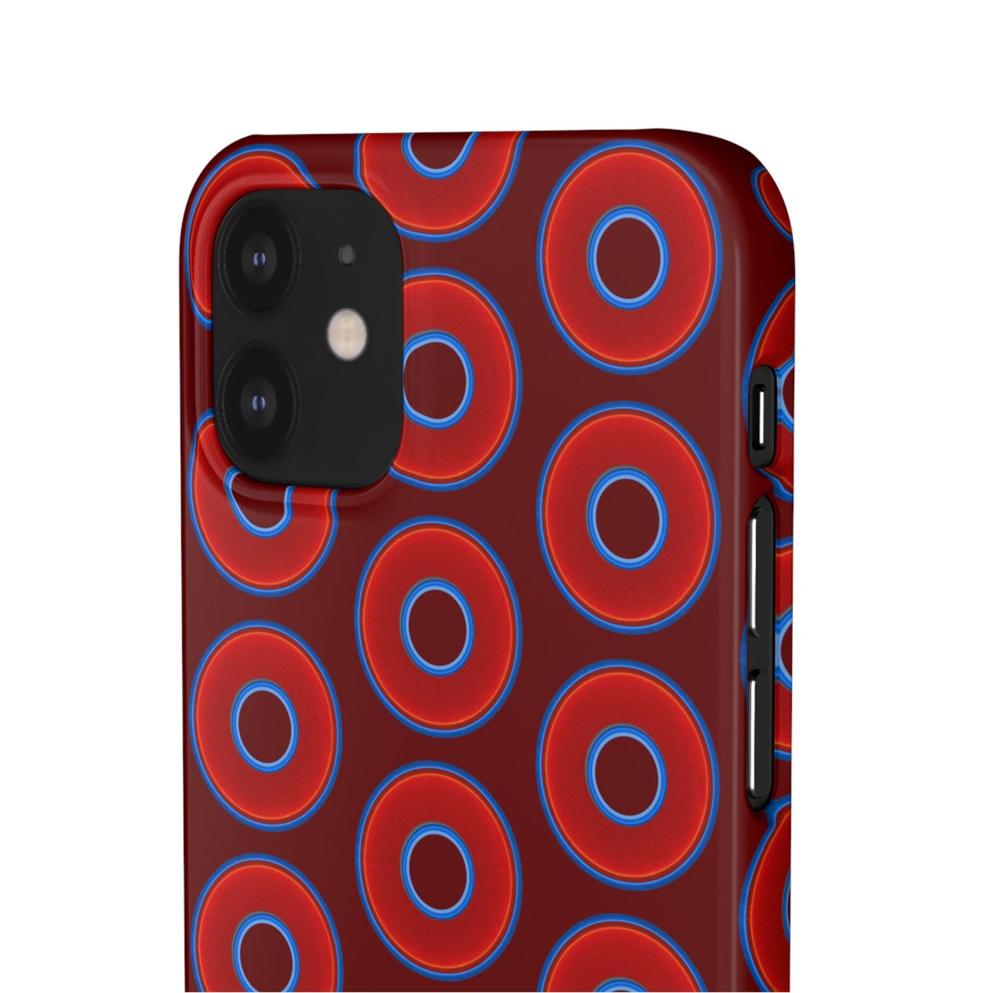 Lumpy Donut Snap Case - red vivid donut print w/dark red background
