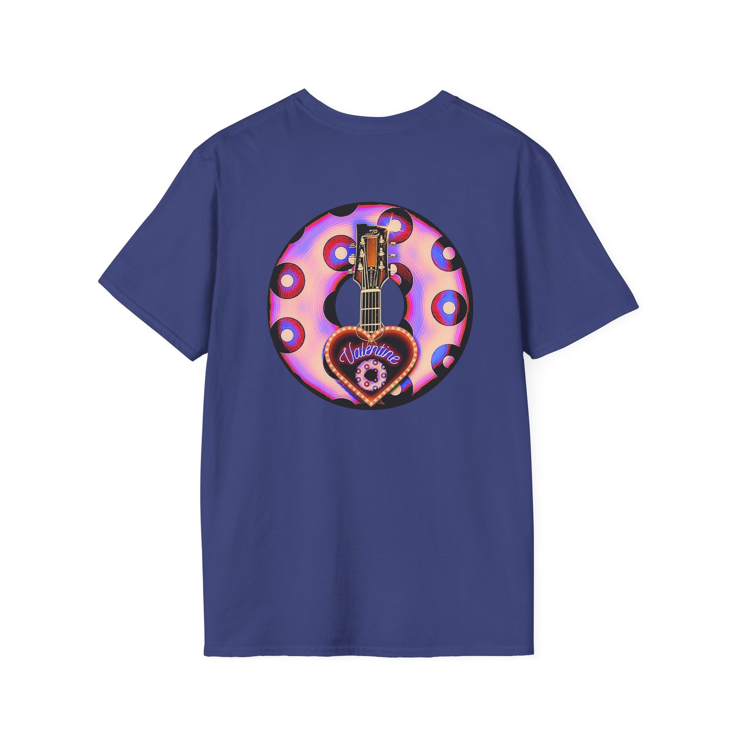 Classic Donut Tee - Unisex Soft-Style - "Would You Be My Donut?" - paradoxical faded purple/red donut - variant 3