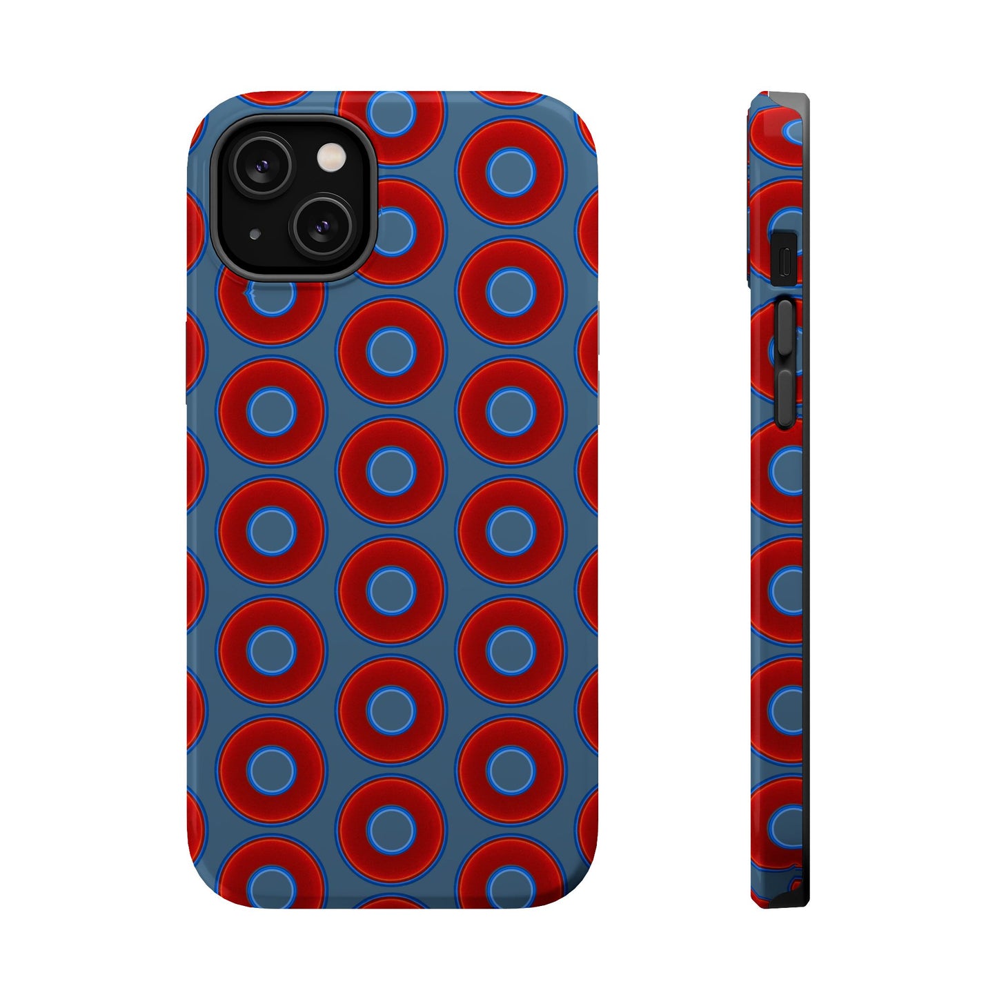 Magnetic Tough Donut Case - red vivid donut print w/steel blue background