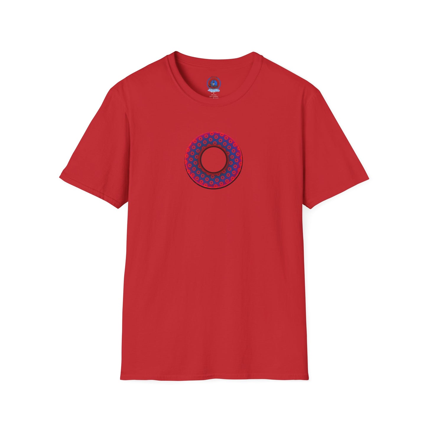 Classic Donut Tee - Unisex Soft-Style - "Vivid Donut inside a Paradox Donut" - blue/red electric paradox donut - variant 2 w/hole