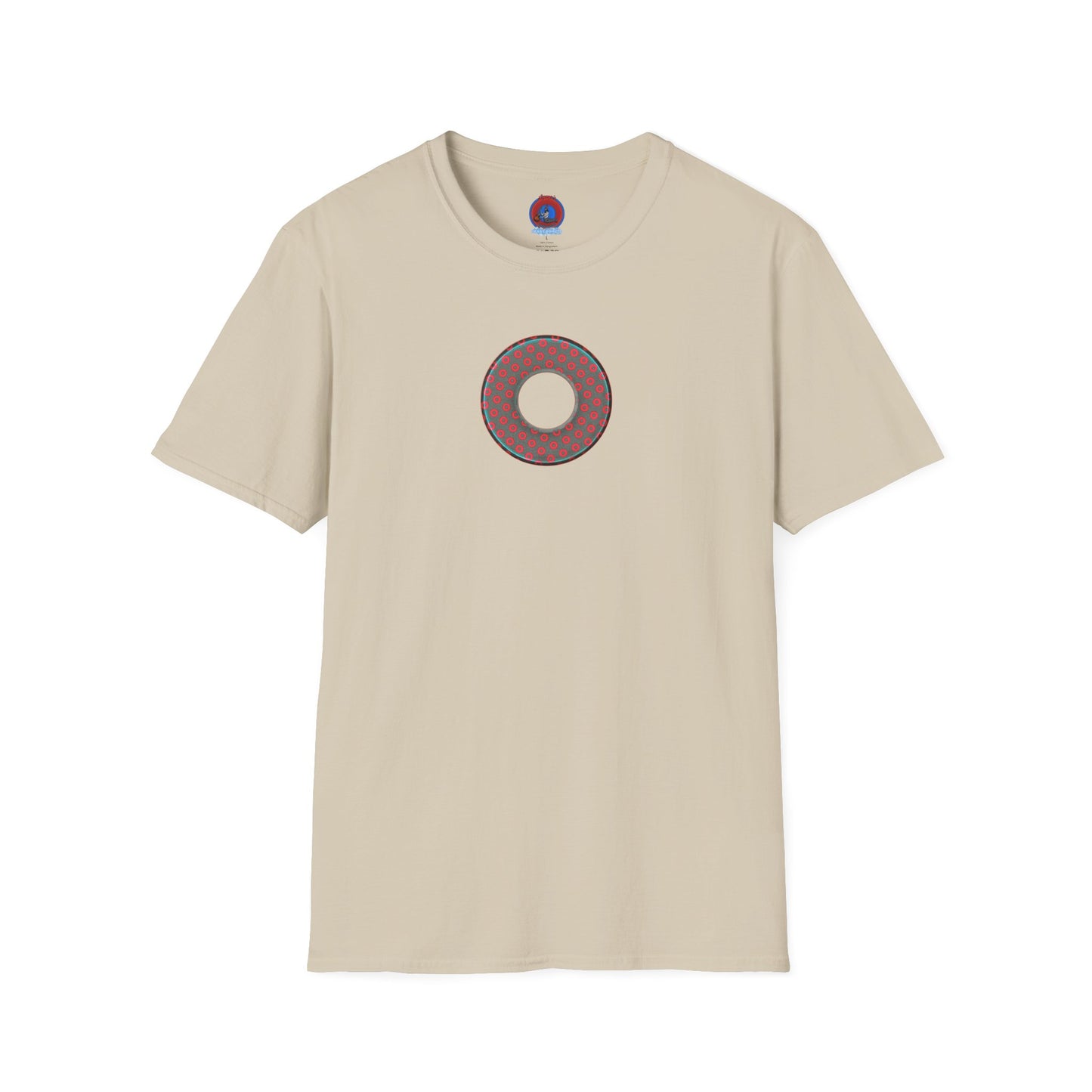 Plain Donuts/Unisex Soft-Style - "Plain Electric Paradoxical Donuts" - dark teal/red donuts