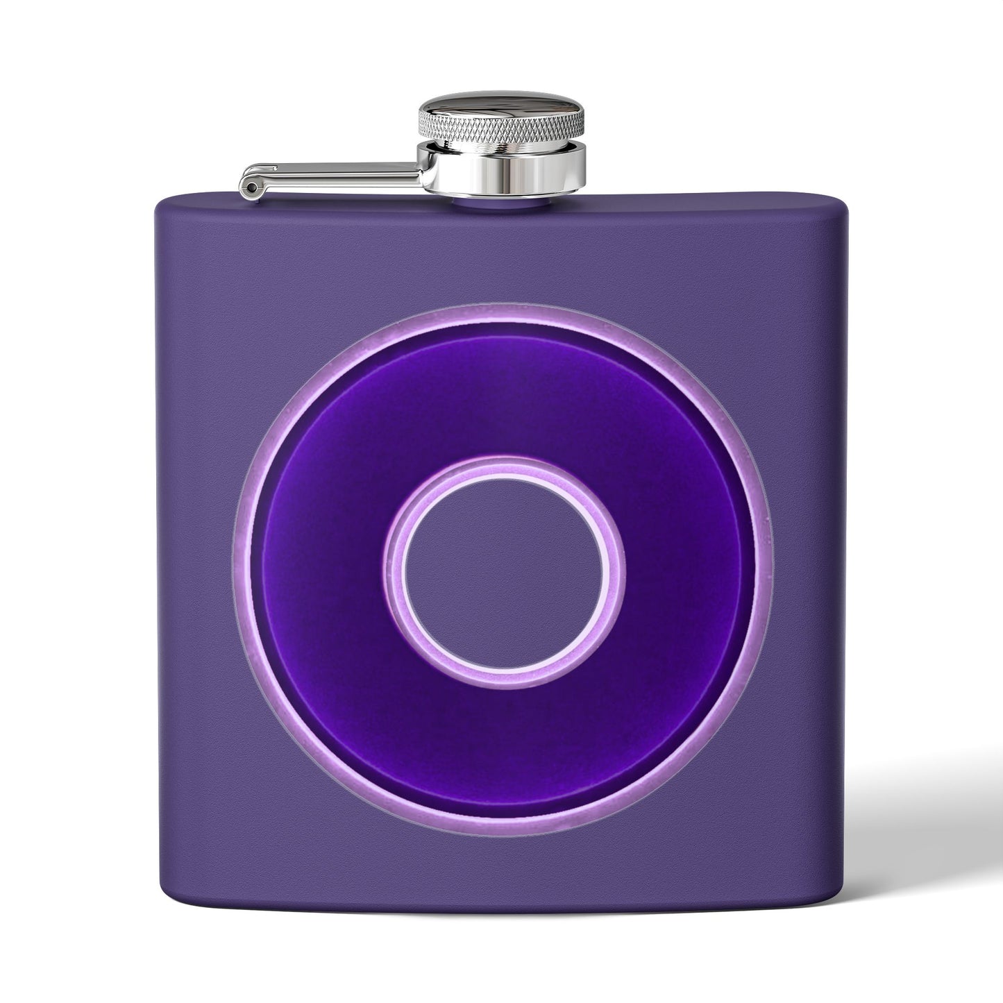 Lump's Donut Flask 6 oz - Vivid dark purple/light purple donut - [*w/your choice of 5 backgrounds]