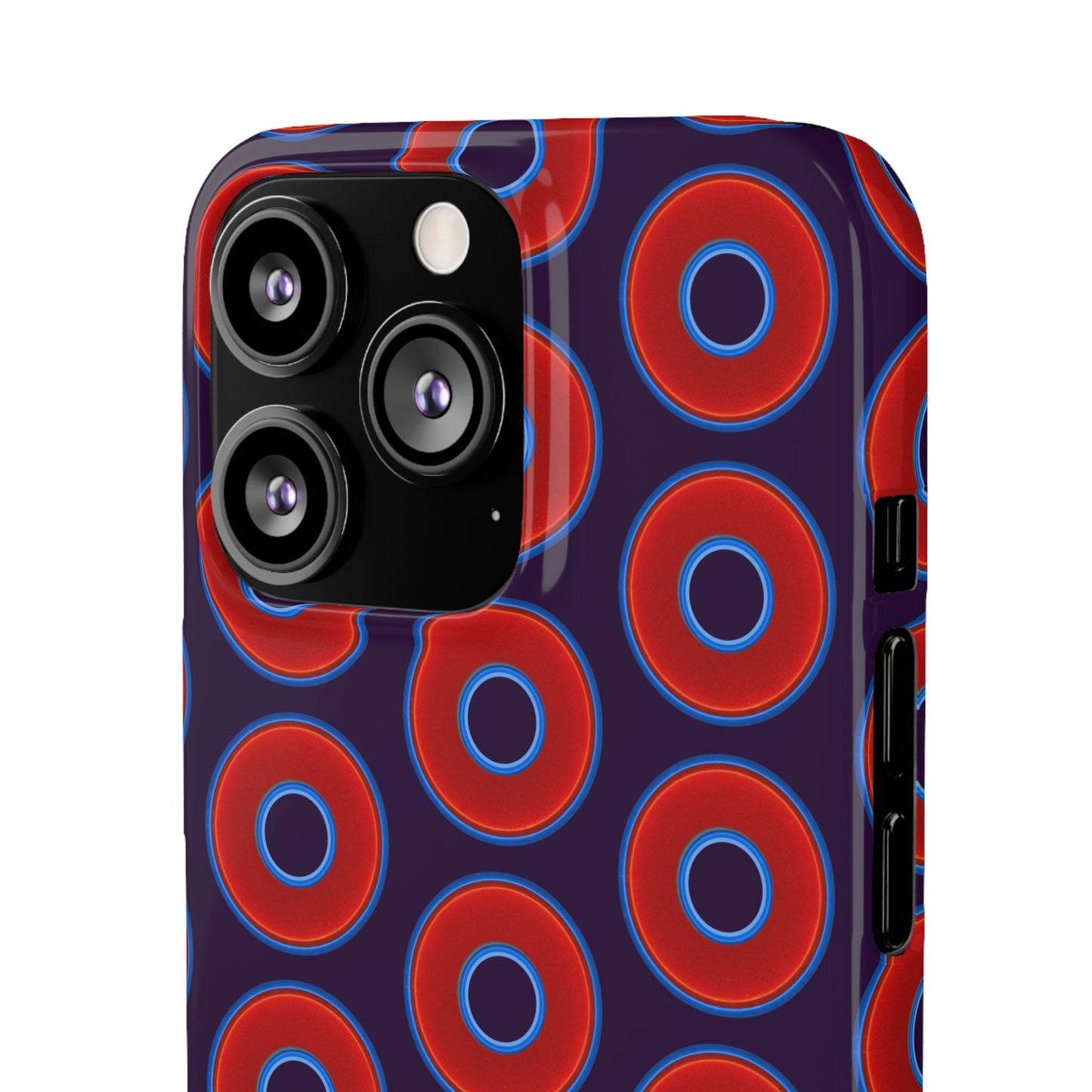 Lumpy Donut Snap Case - red vivid donut print w/midnight purple background