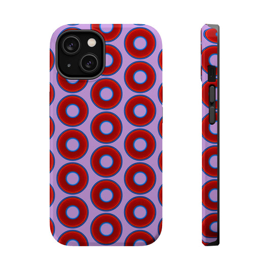 Magnetic Tough Donut Case - red vivid donut print w/wisteria purple background