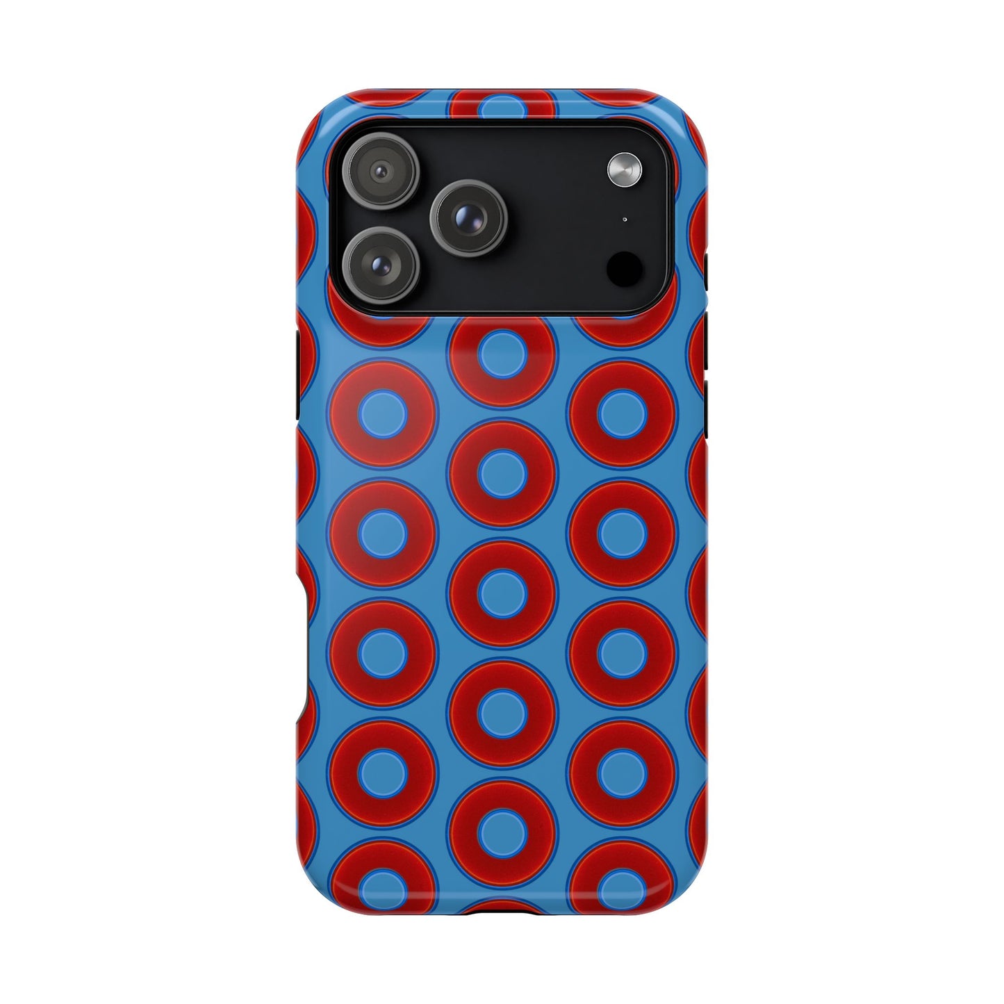 Magnetic Tough Donut Case - red vivid donut print w/light steel blue background