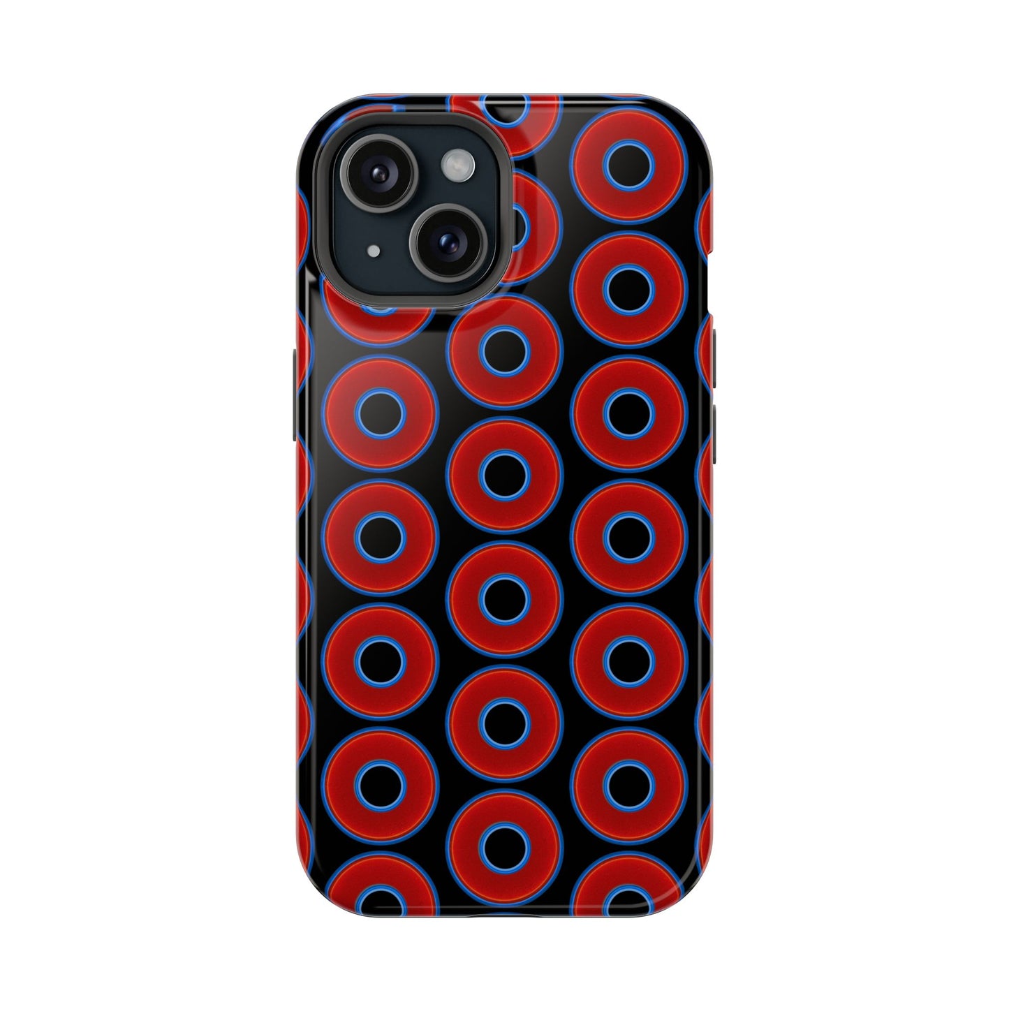 Magnetic Tough Donut Case - red vivid donut print w/black background