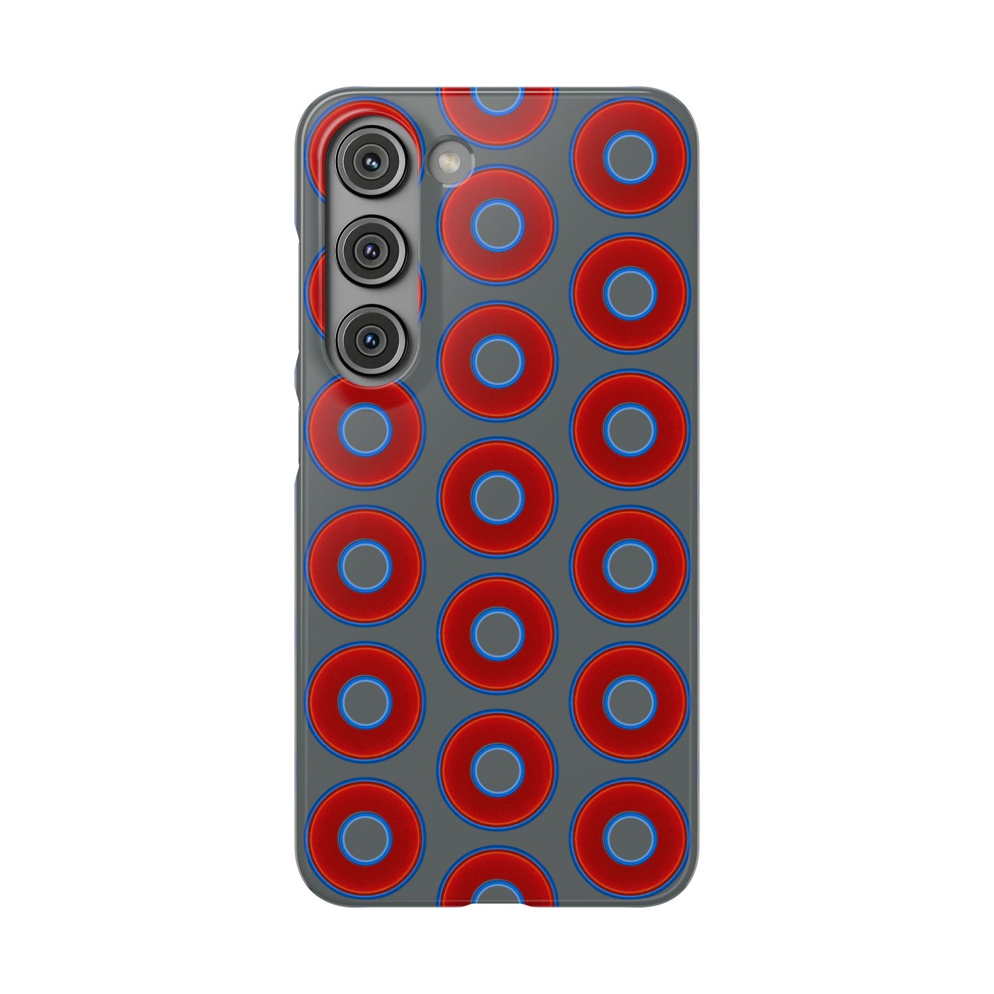 Lumpy Donut Snap Case - red vivid donut print w/dark gray background