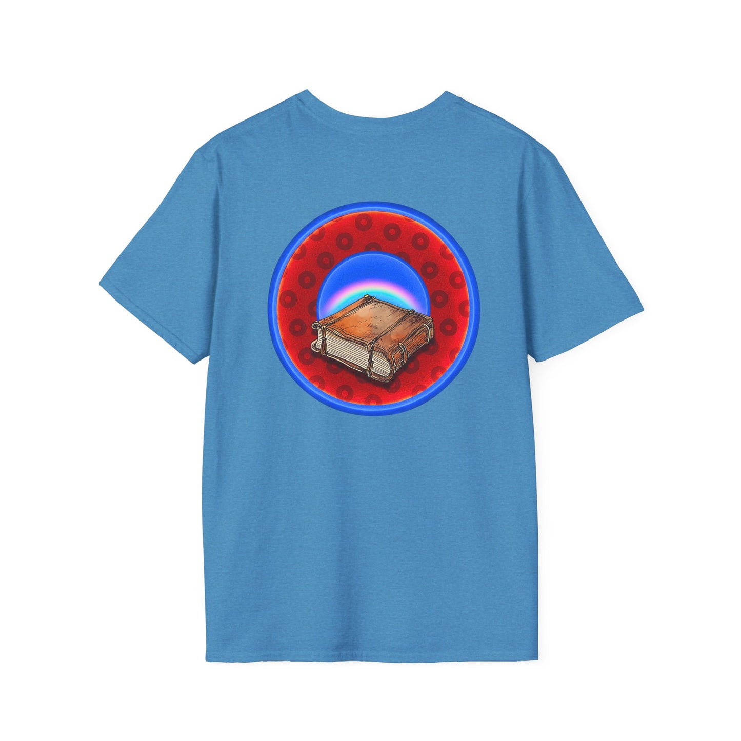 Classic Donut Tee - Unisex Soft-Style - "Read the F'ing Donut Book" - paradoxical widemouthed red/blue donut - variant 2
