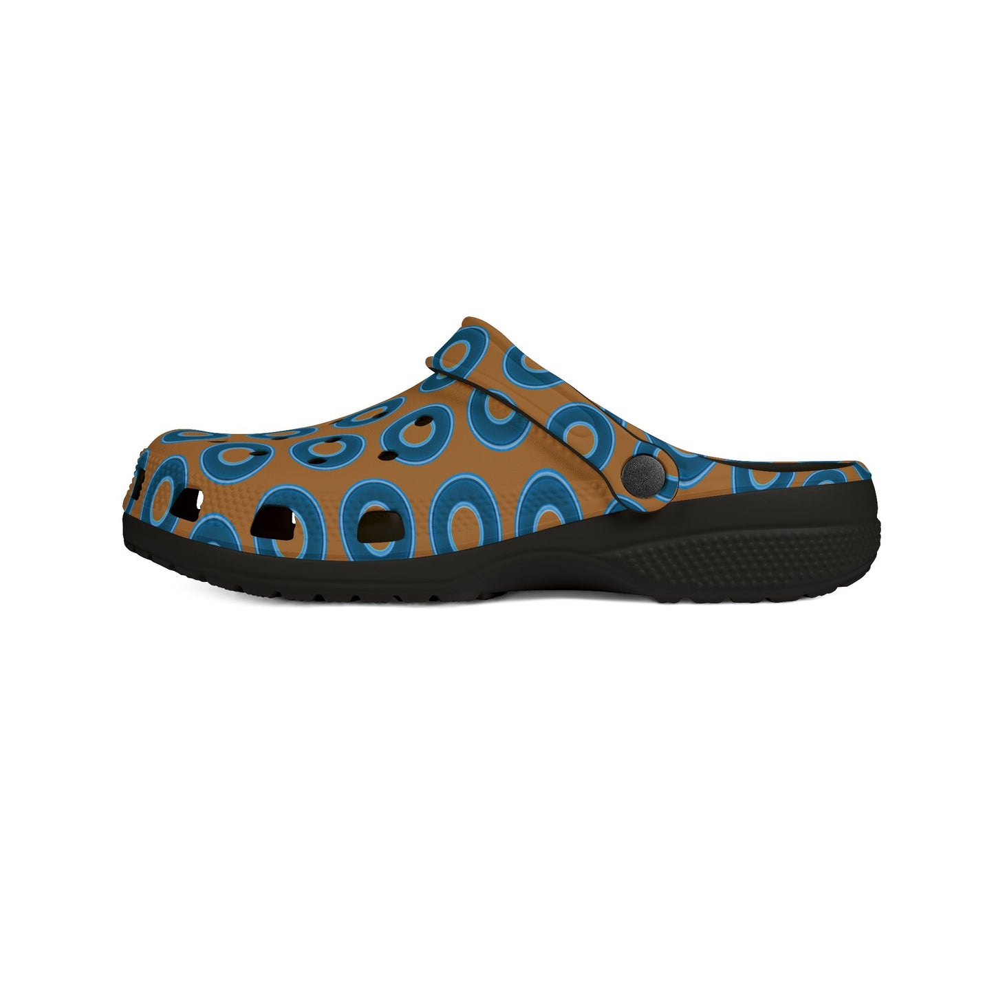 Spatchcocks - donut slip-on shoes - blue rustic donuts w/light brown background [unisex]