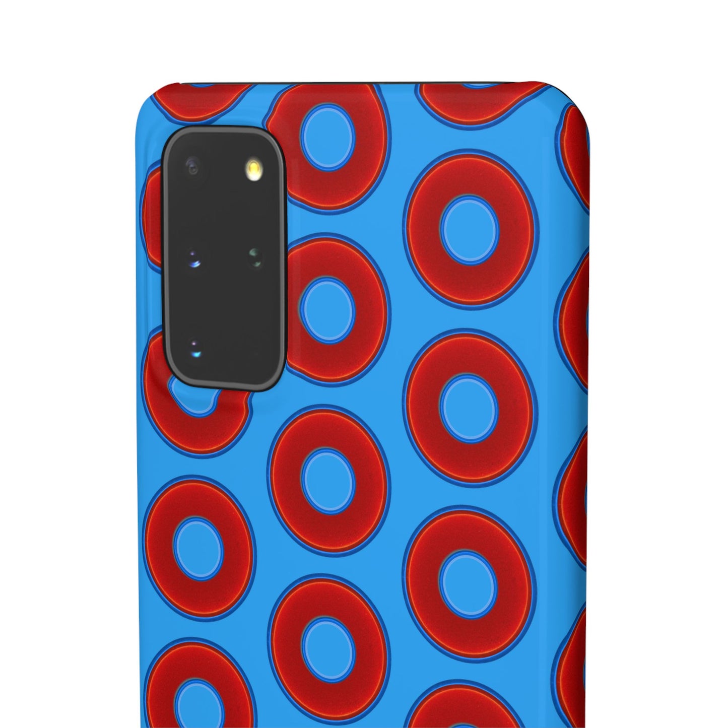Lumpy Donut Snap Case - red vivid donut print w/sky royal blue background