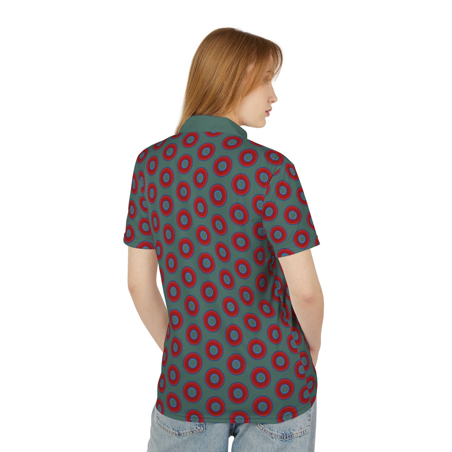 AOP Donut Polo - vivid donut print w/Fenway green background [unisex]