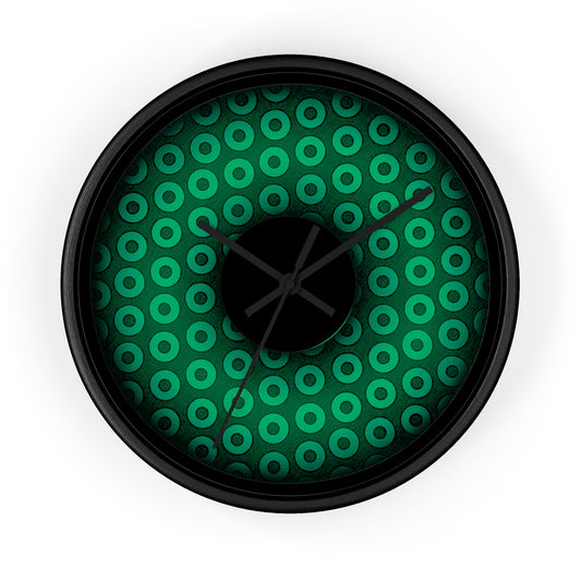 Lumpy Wall Clock - "Plain Paradoxical Donut" - variant 1 - green/light green donut w/black background