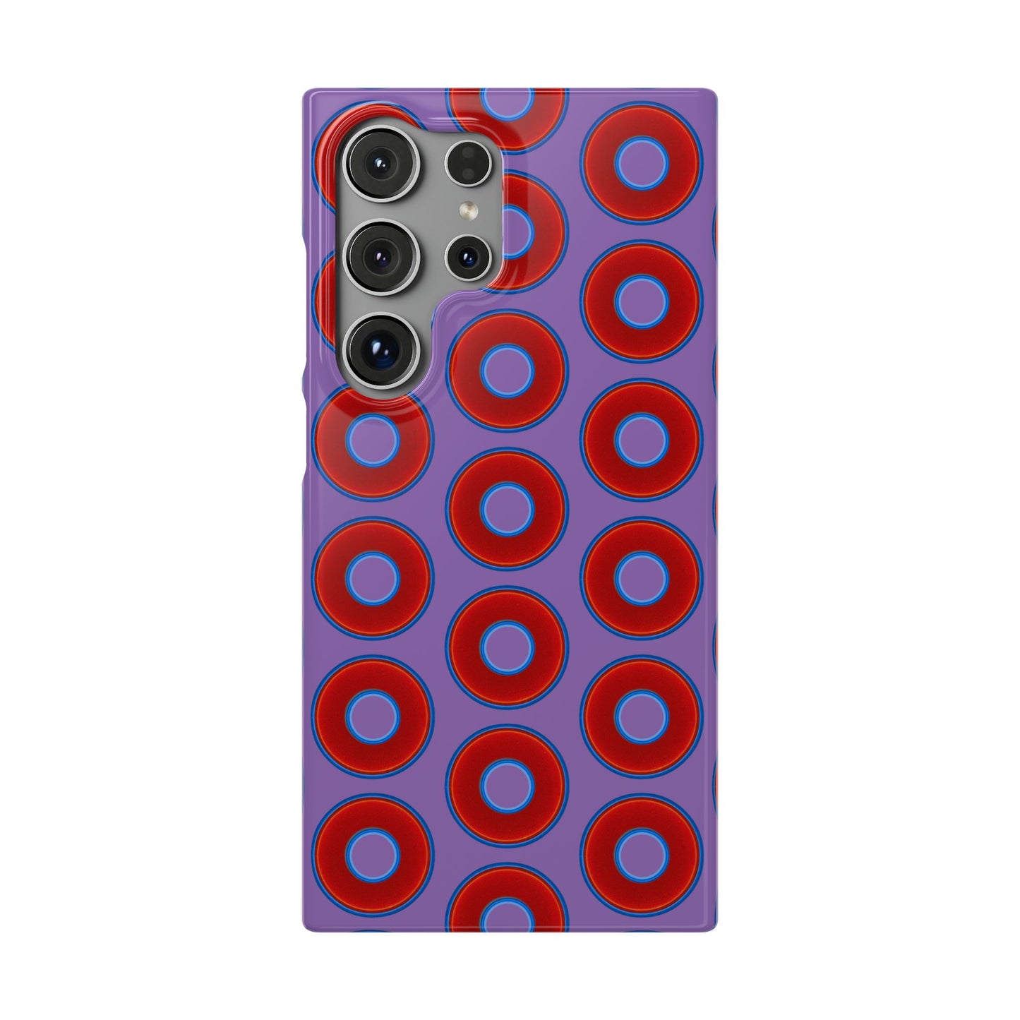 Lumpy Donut Snap Case - red vivid donut print w/light purple background