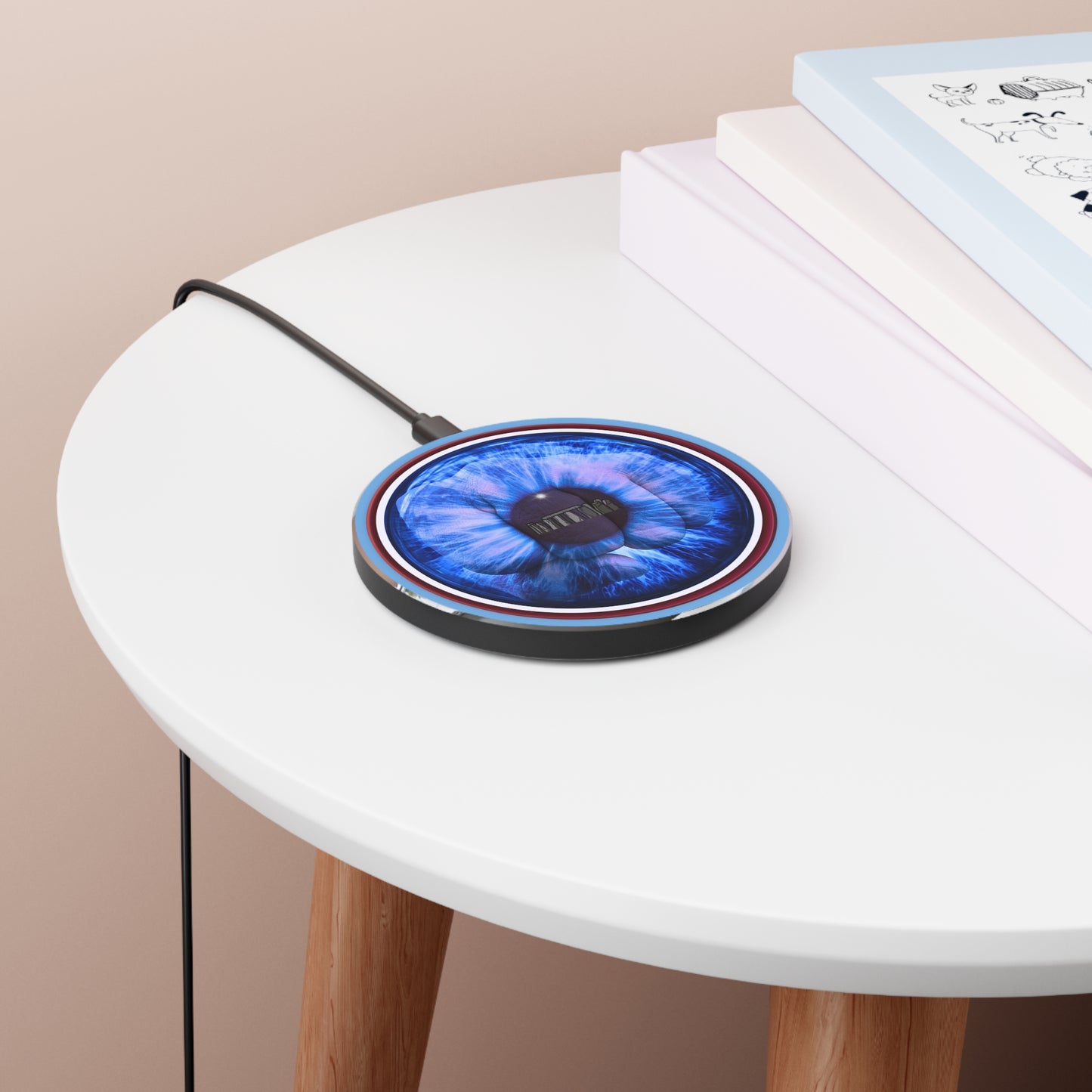 Copy of The Flow - Wireless Lumpy Donut Chargers - "Wilson's Eyesore of a Wireless Charger " - vivid blue idonut w/light blue background