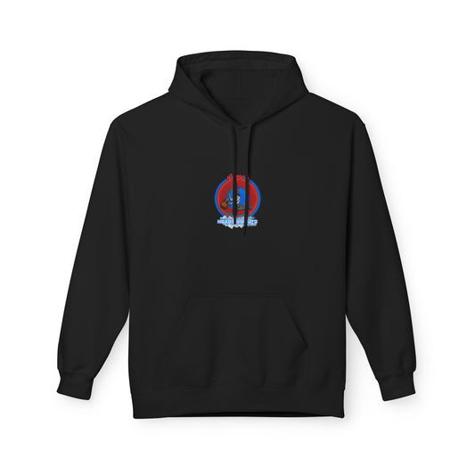 Unisex Fleece Hoodie - [Midweight Soft-style] - "Lump's Heady Logo" - w/rustic red donuts