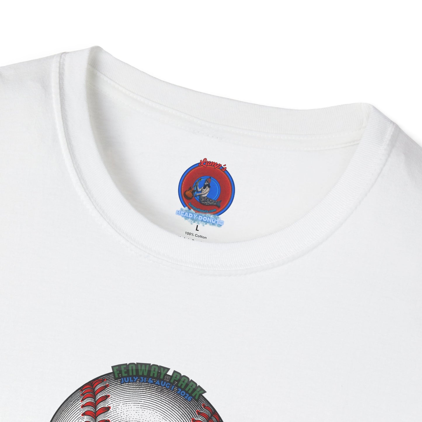 Classic Donut Tee - Unisex Soft-Style - "Phenway Ballpark Donuts" - white/red major league donut - variant 6