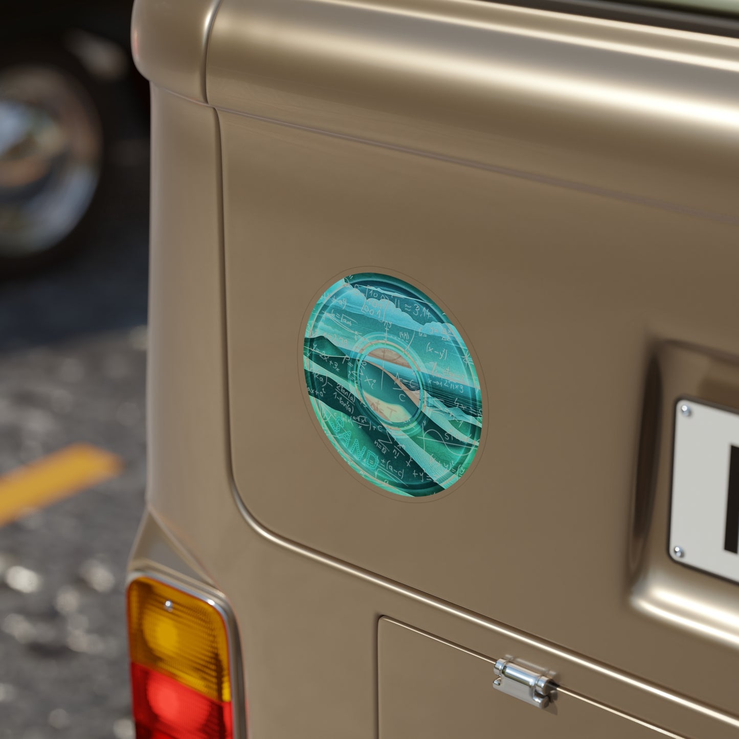 Donut Bumper/Outdoor Sticker - "The Equating Donut" - teal picture donut - [Die-Cut] 6"x 6"
