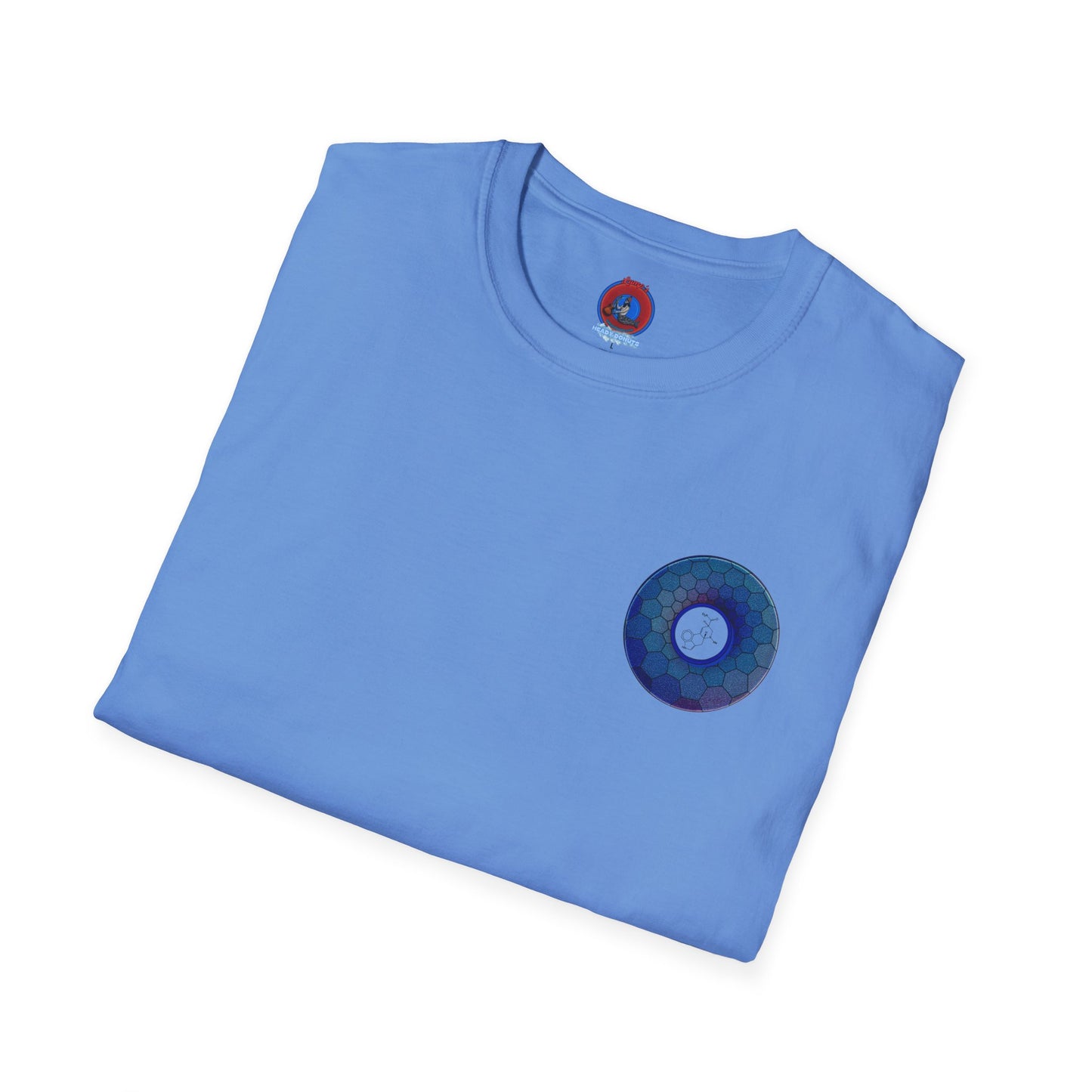 Classic Donut Tee - Unisex Soft-Style - "Dr. Albert Hofmann's Favorite Donut" - series 1.0  - variant 2 - blue hexadonut