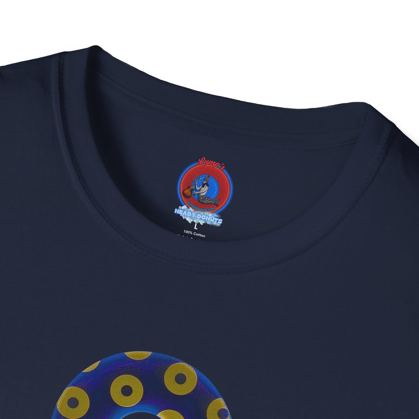 Plain Donuts/Unisex Soft-Style - "Plain Blimpy Paradoxical Donuts" - dark royal blue/yellow donuts