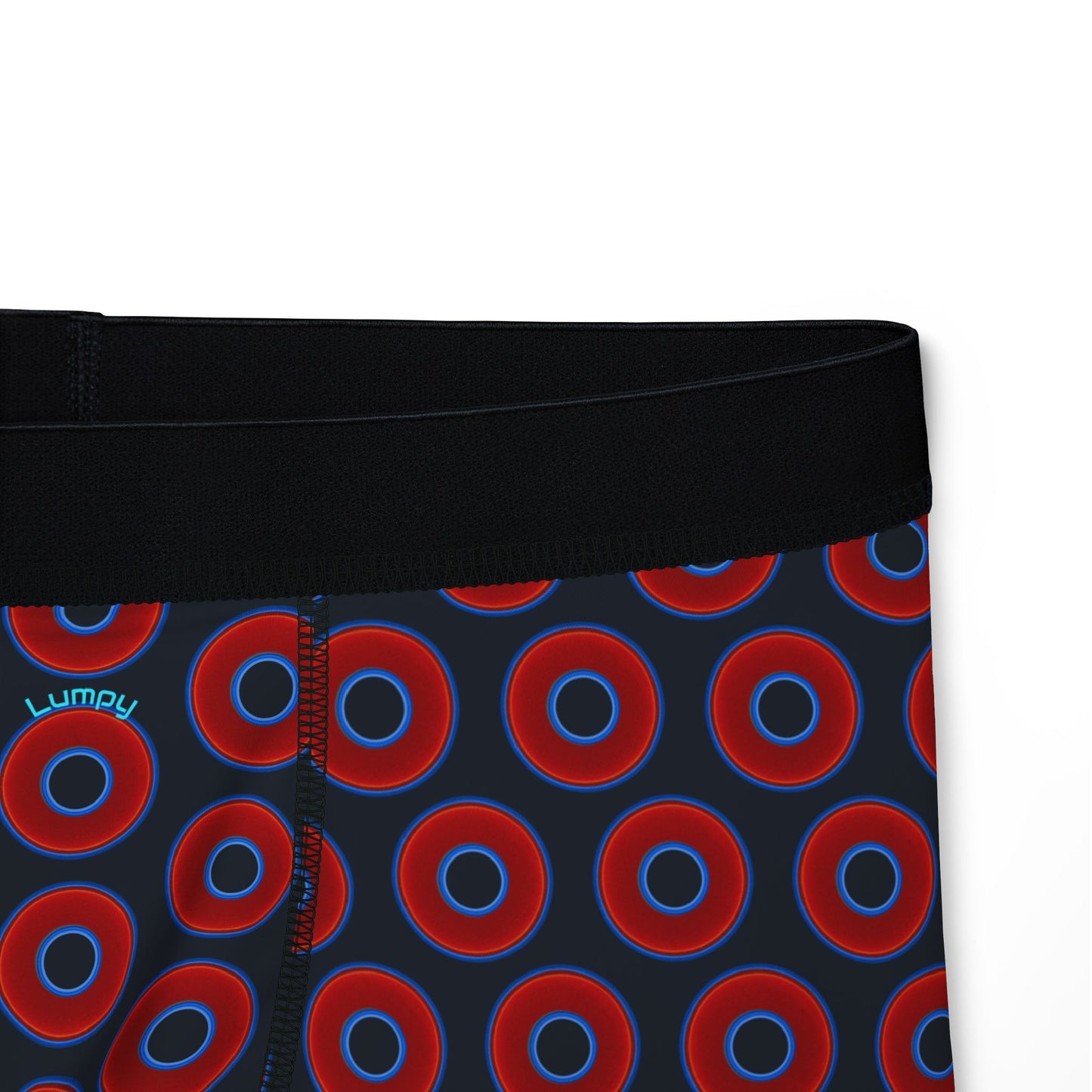 Men's Donut Boxers - red vivid donuts w/charcoal blue background