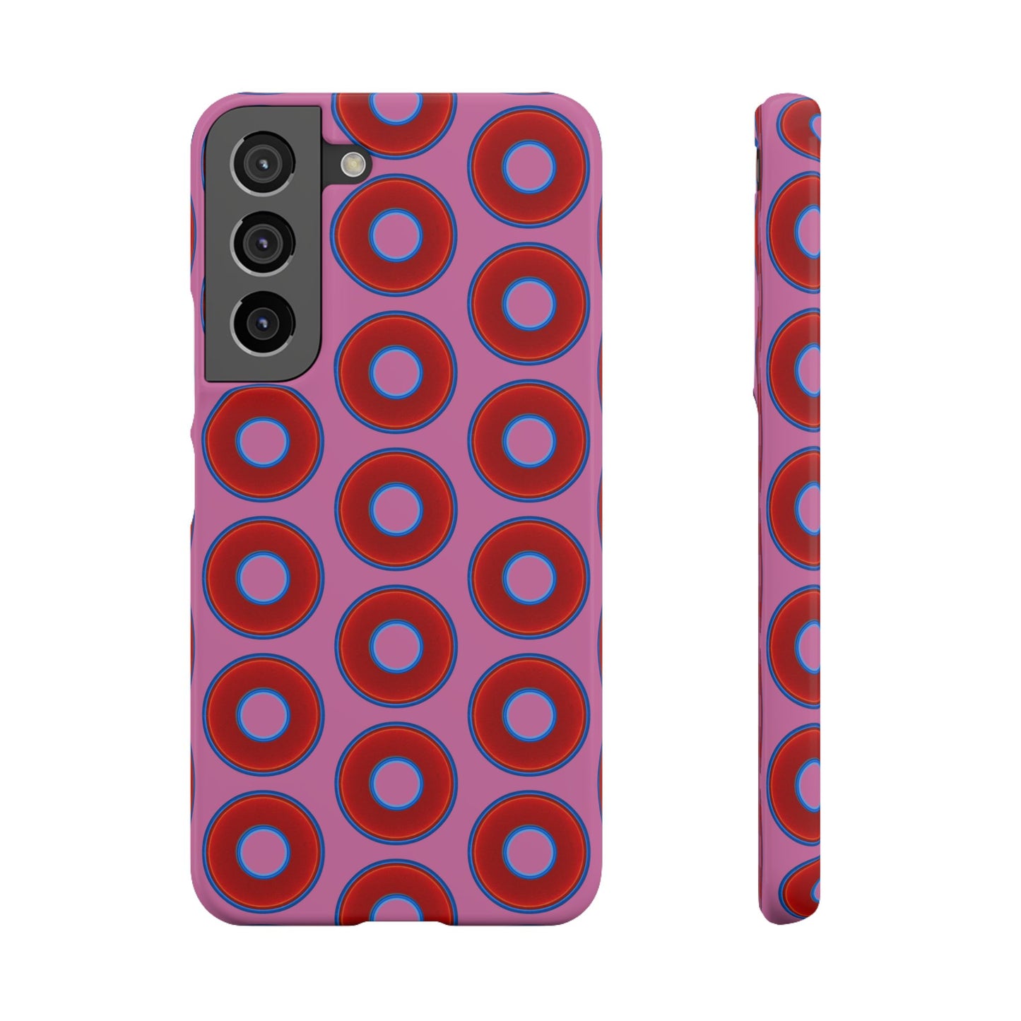 Lumpy Donut Snap Case - red vivid donut print w/light pink background