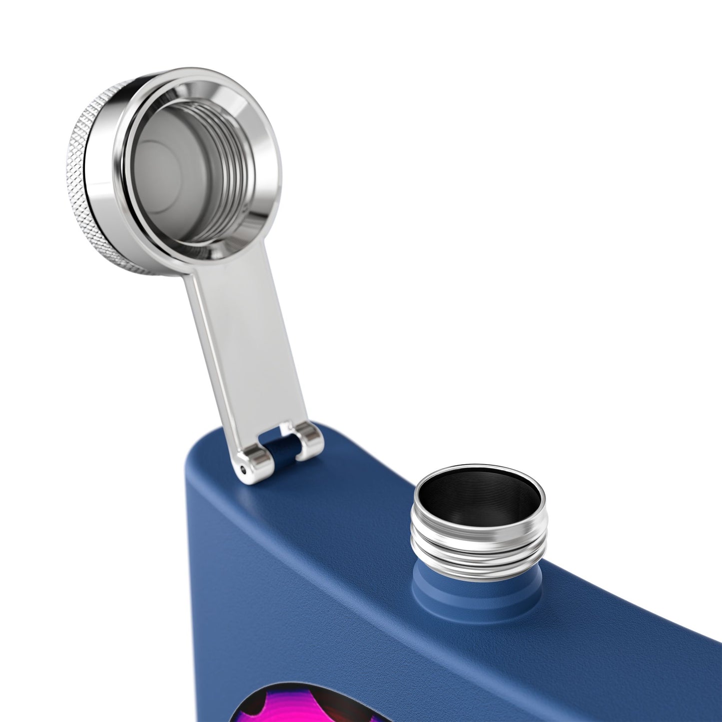 Lump's Donut Flask 6 oz -  Hot Magenta/Red Blimpy Paradox Donut - [*w/your choice of 6 backgrounds]