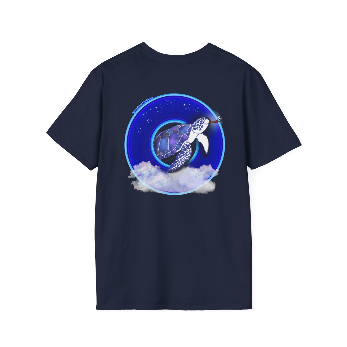 Classic Donut Tee - Unisex Soft-Style - "Clueless Wallob's Donuts" - vivid blue sky donut