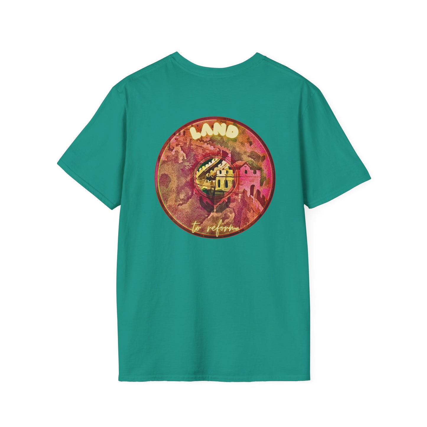 Classic Donut Tee - Unisex Soft-Style - "Donut made with Reforming Dough" - magenta/green donut