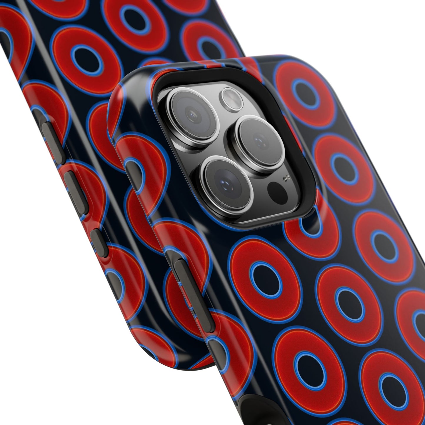 Magnetic Tough Donut Case - red vivid donut print w/blue charcoal background
