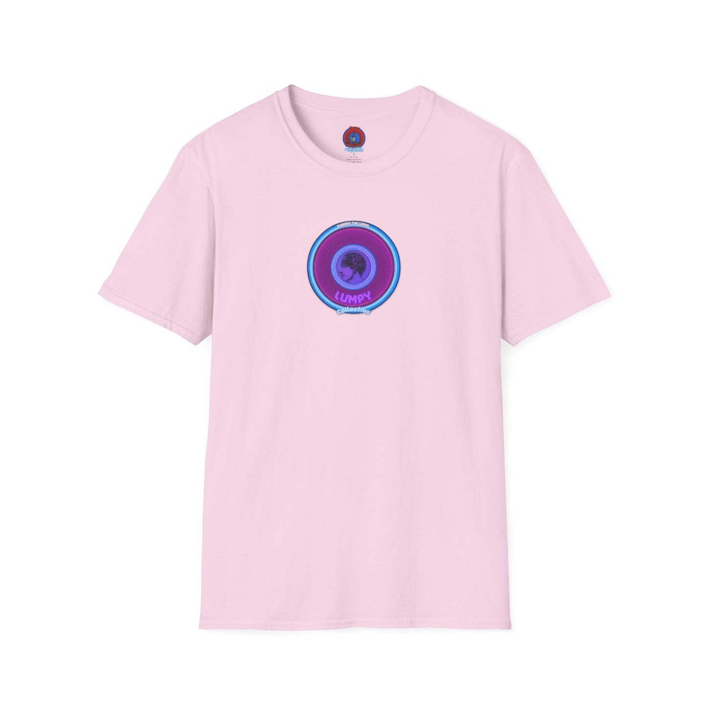 Classic Donut Tee - Unisex Soft-Style - "Lumpy Collective Donut" - rustic purple/light blue lumpy donut - variant 2