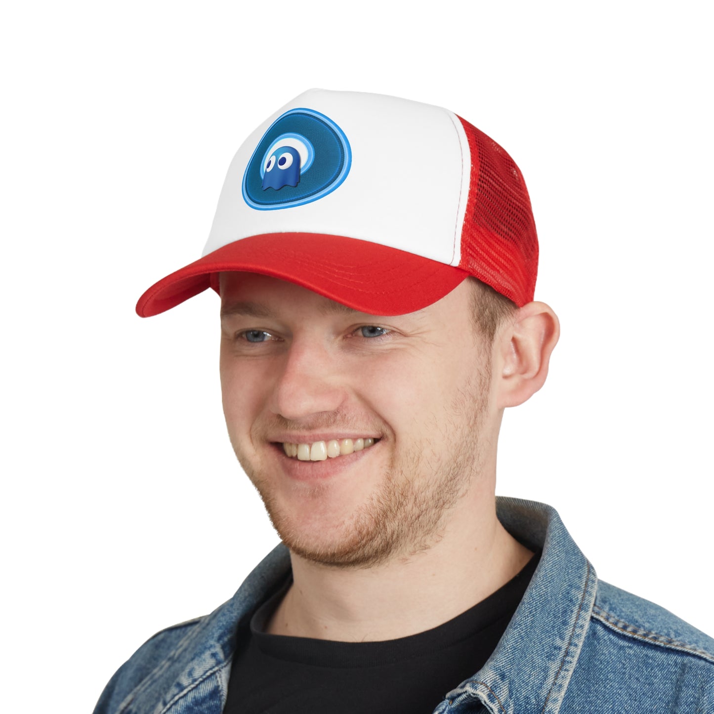 Lumpy Trucker Hat - "Story of the Donut - a Ghostly Good Time" - variant 1 - blue donut