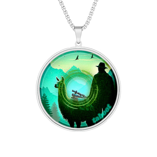 Lump's Heady Donut Necklace - 1" x 1" Stainless Steel Pendant - "The Taboo(t) Donut Pendant" - green/teal cartoon donut