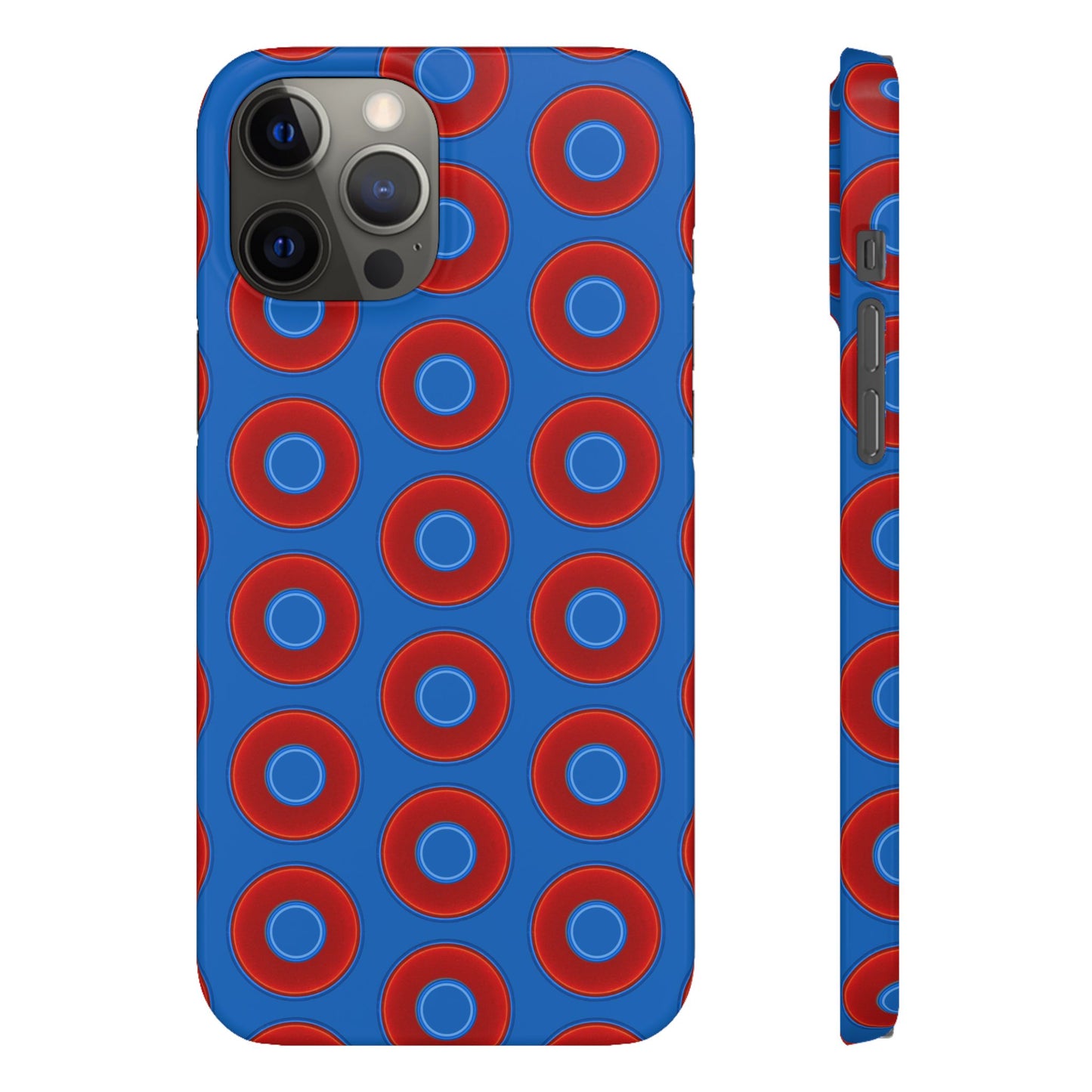 Lumpy Donut Snap Case - red vivid donut print w/dark royal background