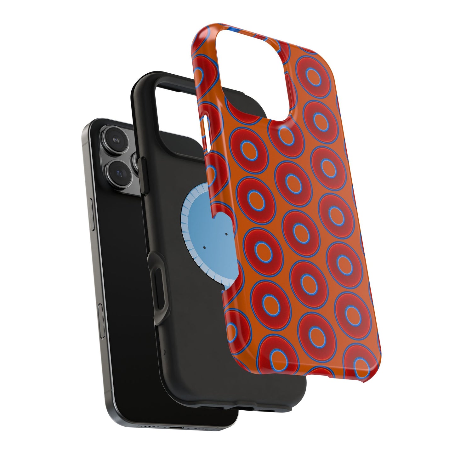 Magnetic Tough Donut Case - red vivid donut print w/dark orange background