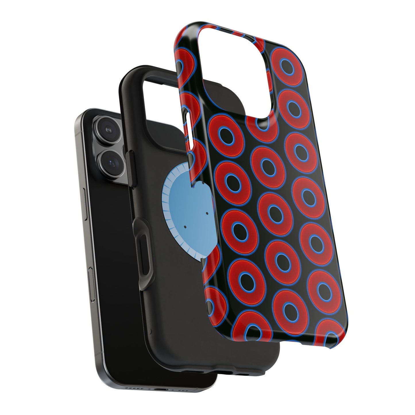 Magnetic Tough Donut Case - red vivid donut print w/midnight green background